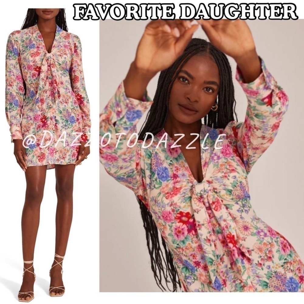 Favorite Daughter Floral Tie-Front Mini Dress in Multi